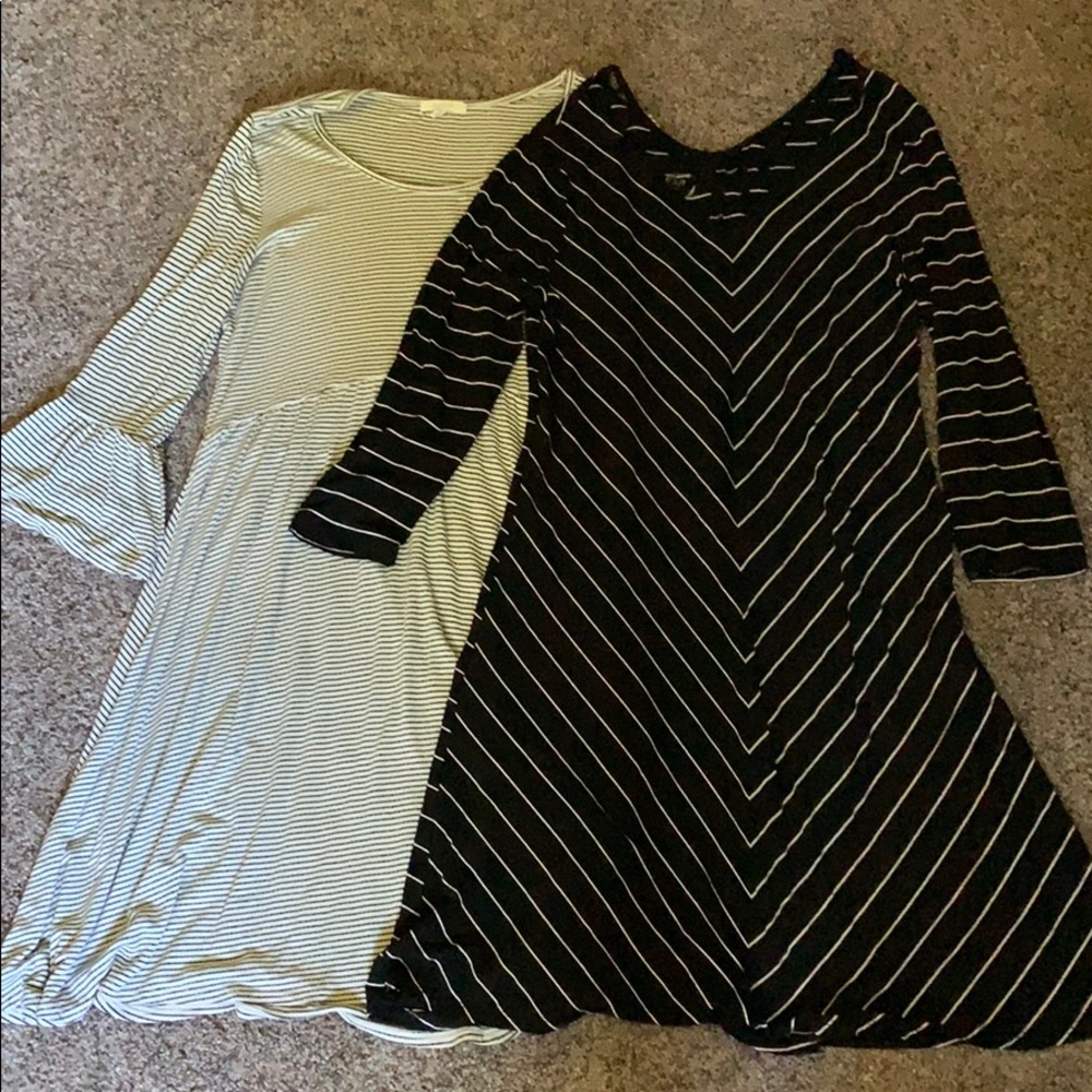 Two black and white dresses